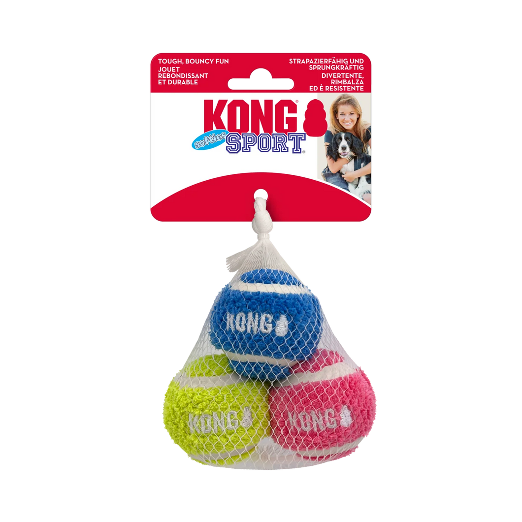KONG Sport dog toy set with three balls in a package on a white background