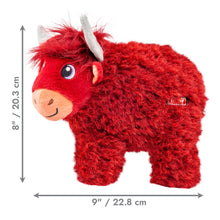 Load image into Gallery viewer, Red plush toy with measurements on a white background
