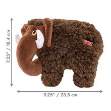 Load image into Gallery viewer, Plush toy mammoth with dimensions on a white background
