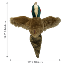 Load image into Gallery viewer, Plush duck toy with dimensions indicated on a white background
