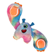 Load image into Gallery viewer, Colorful plush toy with tennis ball inside on a white background
