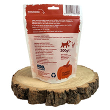 Load image into Gallery viewer, Package of Nova Dog Chews Pumpkin Powder on a wooden stand with a white background
