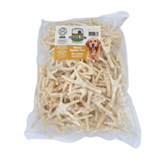 Load image into Gallery viewer, Bag of puffed chicken feet dog treats with Paddock Farm label on a white background
