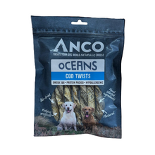 Load image into Gallery viewer, Package of ANCO Oceans Cod Twists dog treats on a white background
