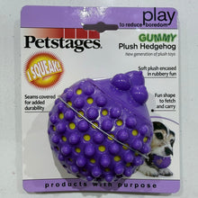 Load image into Gallery viewer, Purple plush hedgehog toy with 'Petstages' packaging on a white background
