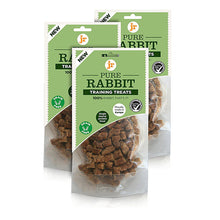 Load image into Gallery viewer, Three packages of Pure Rabbit training treats on a white background
