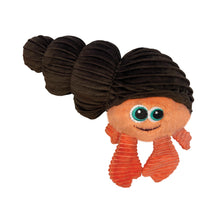 Load image into Gallery viewer, Plush toy with a smiling face, black hair, and orange body on a white background
