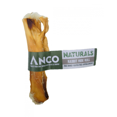 Dog chew treat with 'Anco Naturals' packaging on a white background
