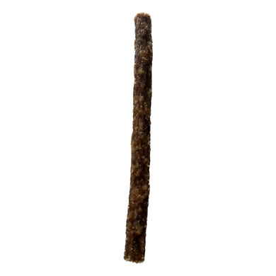 Long, cylindrical Roe Deer Jerky Stick with a textured surface on a white background
