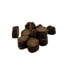 Load image into Gallery viewer, Small pile of dark brown dog food on a white background
