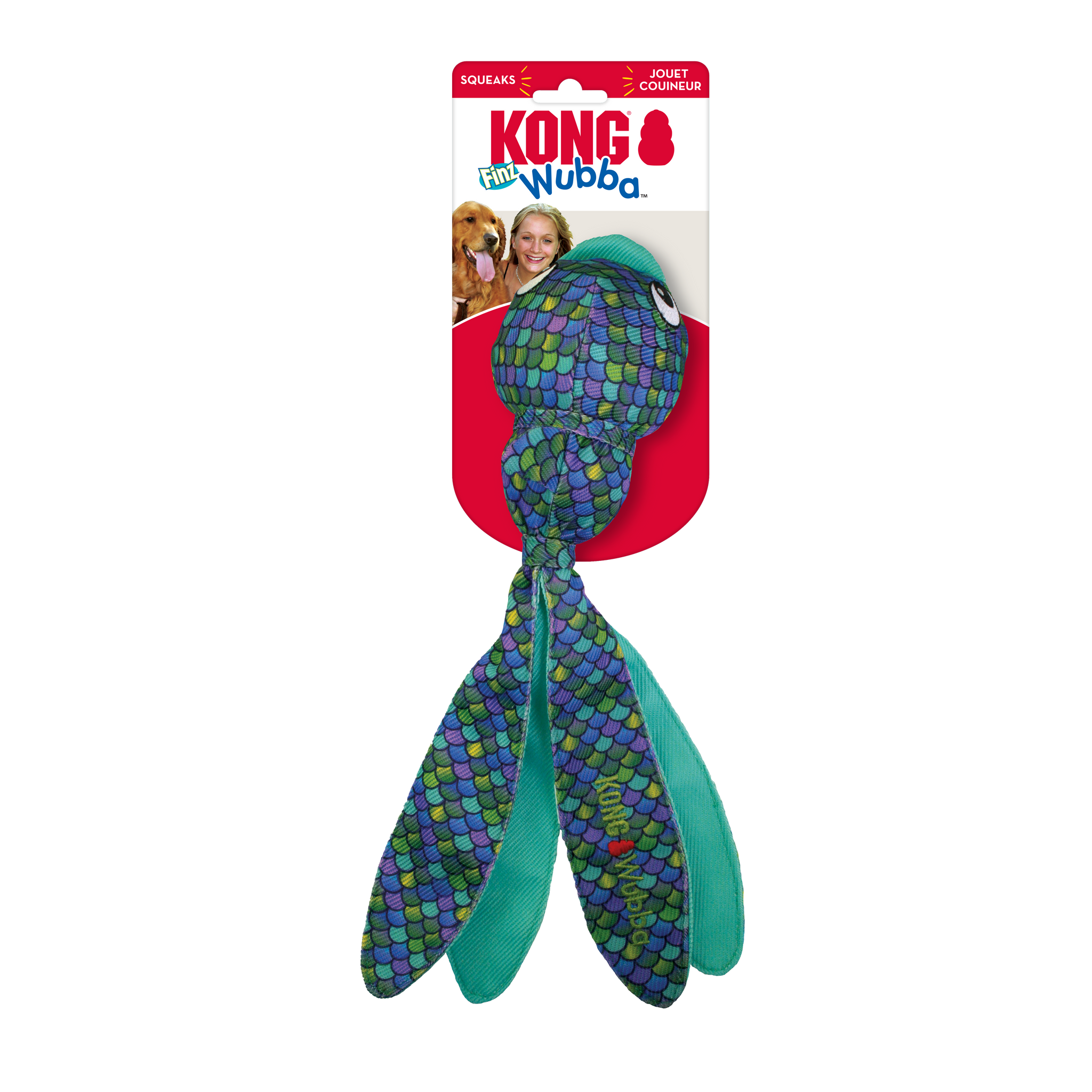 KONG Wubba Finz – Flying Plush Tug and Fetch Dog Toy Chow Paws