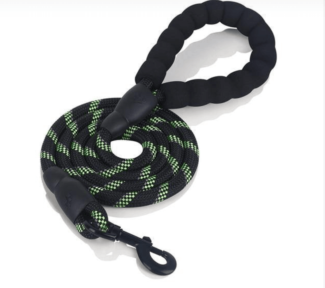 Reflective Nylon Rope Leash 5ft, 1.5m Green-Black