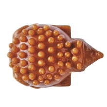 Load image into Gallery viewer, An amber-brown Antos Cerea Hedgehog Large shaped like a stylized turtle, featuring a textured, bumpy surface with raised circular nubs, isolated on a white background.
