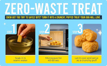 Load image into Gallery viewer, Instructions for making a crunchy, puffed dog treat using a zero-waste approach.
