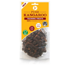 Load image into Gallery viewer, Package of Pure Kangaroo training treats with yellow label and clear window showing brown treats.
