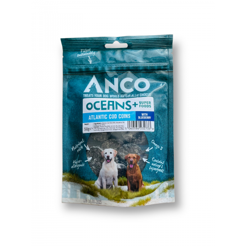 Anco Oceans Plus Atlantic Cod Coins with Blueberry 50g