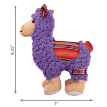 Load image into Gallery viewer, kong-purple-sherps-lama-dog-toy-dimensions
