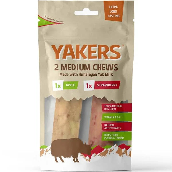 Yakers Strawberry & Apple Dog Chews Medium Pack Of 2